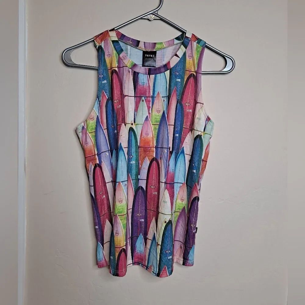 Terez | Surf’s Up Surfboard Print Tank Top XL